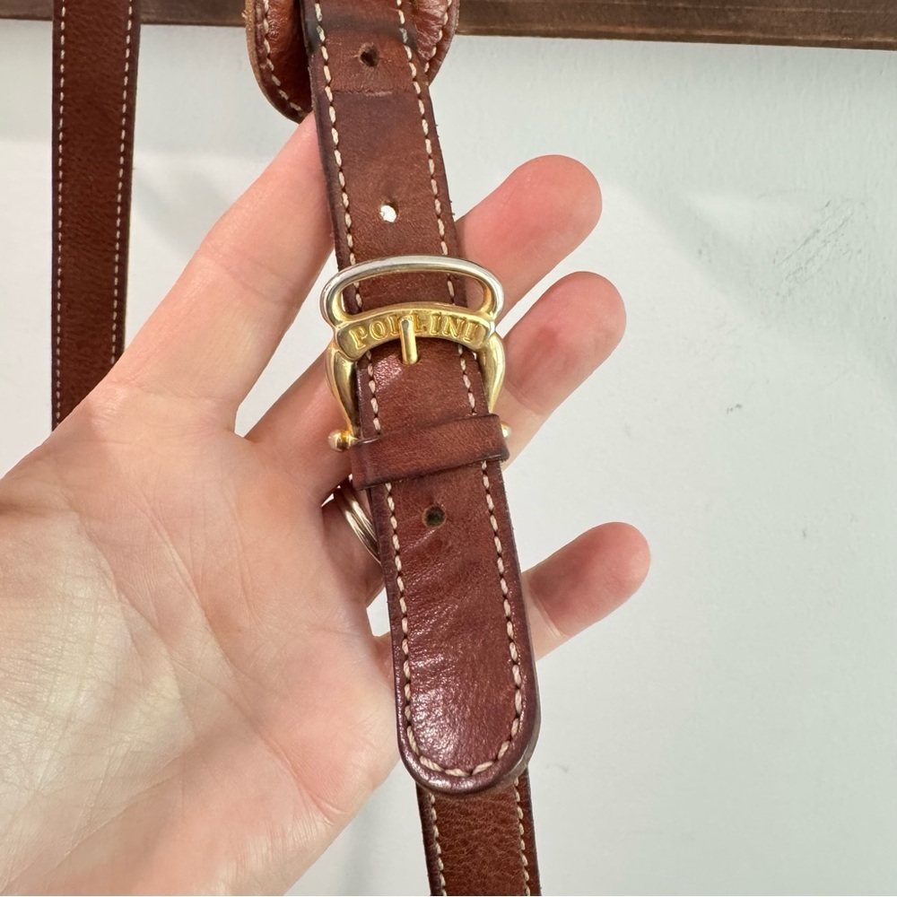 Vintage Pollini Italian Leather Logo Shoulder Bag Satchel Cream/Brown - Picture 6 of 14